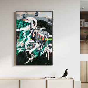 Extra Large Wall Art Abstract Painting Large Wall Art Contemporary Art Modern Abstract Green Painting Living Room Wall Decor Abstract Art 2