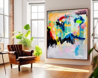 Vibrant Abstract Art Painting Large Canvas Wall Decor Modern Contemporary Colorful Print Original Art Home Decor Wall Art Abstract Painting