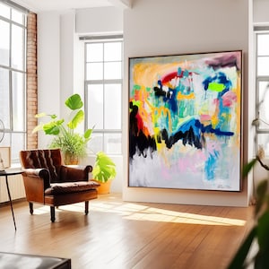 Vibrant Abstract Art Painting Large Canvas Wall Decor Modern Contemporary Colorful Print Original Art Home Decor Wall Art Abstract Painting