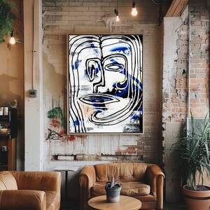 Face Abstract Large Framed Bedroom Wall Art Abstract Art Painting Abstract Wall Decor Canvas Art White Modern Painting Art Prints