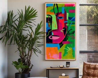 Colorful Abstract Art Painting, Print on Canvas, Large wall art decor, Modern art, Contemporary abstract, Face abstract painting, Art print