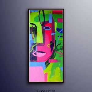 Contemporary Art Acrylic Painting on Canvas Faces Painting Large Abstract Canvas Art Acrylic Art Canvas Vertical Large Wall Art Decor Art