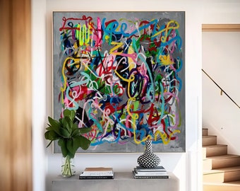 Abstract Wall Art Painting Canvas Art Print Colorful Abstract Art Prints Modern Painting Contemporary Art Large Canvas Wall Decor Gray Art