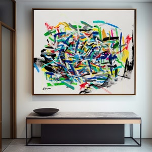 White Abstract Art Painting Large Wall Decor Modern Art Fine Art Print Colorful Artwork Living Room Wall Art Oversized Abstract Wall Art