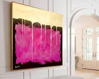 55" Oil Painting 'Golden Curtain' | Gold Abstract Painting Painting on Canvas by Artist Ron Deri