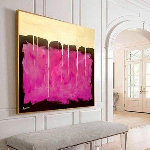 55" Oil Painting 'Golden Curtain' | Gold Abstract Painting Painting on Canvas by Artist Ron Deri