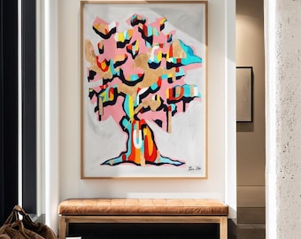 Tree Of Life Art Abstract Painting Modern Art Print Contemporary Wall Art Large Canvas Art Print Gray Painting Gold Painting Extra Large Art