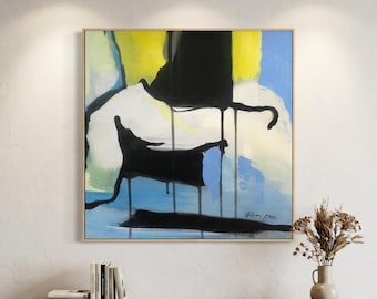 Canvas Wall Art Abstract Painting on Canvas | Large Wall Art Decor | Blue Painting Abstract