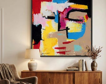 Bold Abstract Art Painting Large Canvas Wall Decor Modern Contemporary Colorful Paintings Print Original Art Large Square Abstract Painting