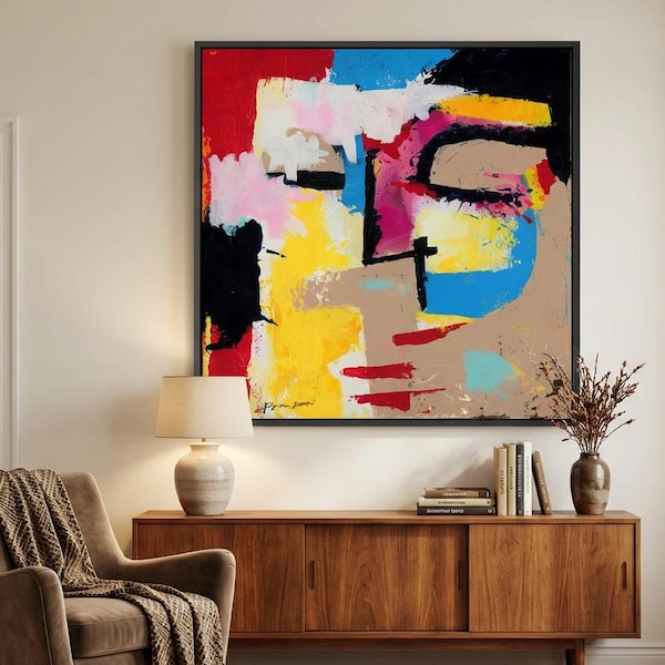Abstrakte Kunst Malerei Große Leinwand Wanddekor Moderne Zeitgenössische Bunte Gemälde Druck Original Kunst Große Quadratische Abstrakte Malerei