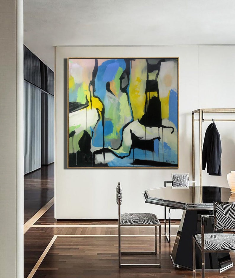 Modern Painting, Contemporary Art, Extra Large Wall Art, Acrylic on Canvas, Original Painting, Blue Painting, Green Painting, Canvas Art