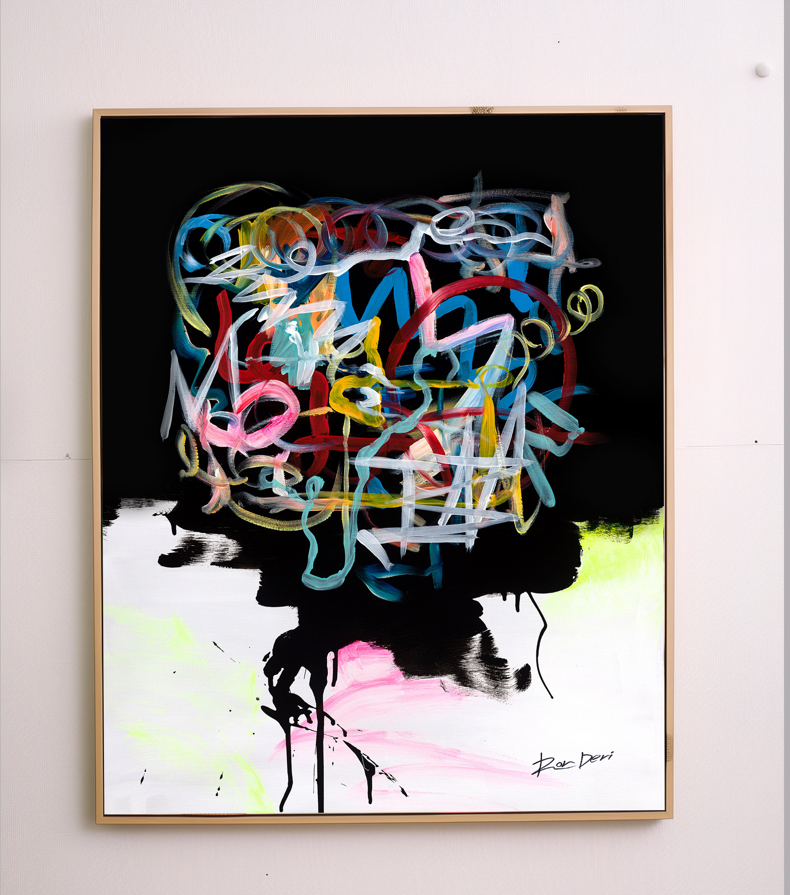Black Abstract Wall Decor Painting 'human Brain' Original Art, Art