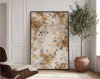Beige Brown Abstract Canvas Art Print - Jackson Pollock Style