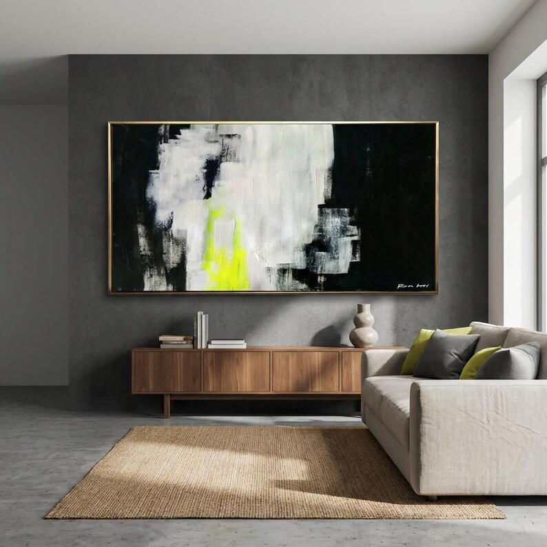 Black Art Abstract Painting on Canvas Large Wall Art Landscape Painting ...