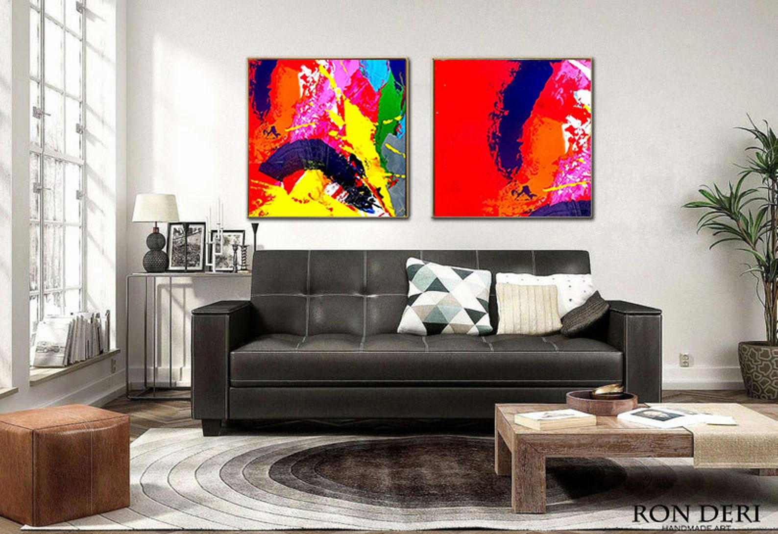 Set of 2 Paintings Acrylic Art on Canvas Oversized Paintings Etsy