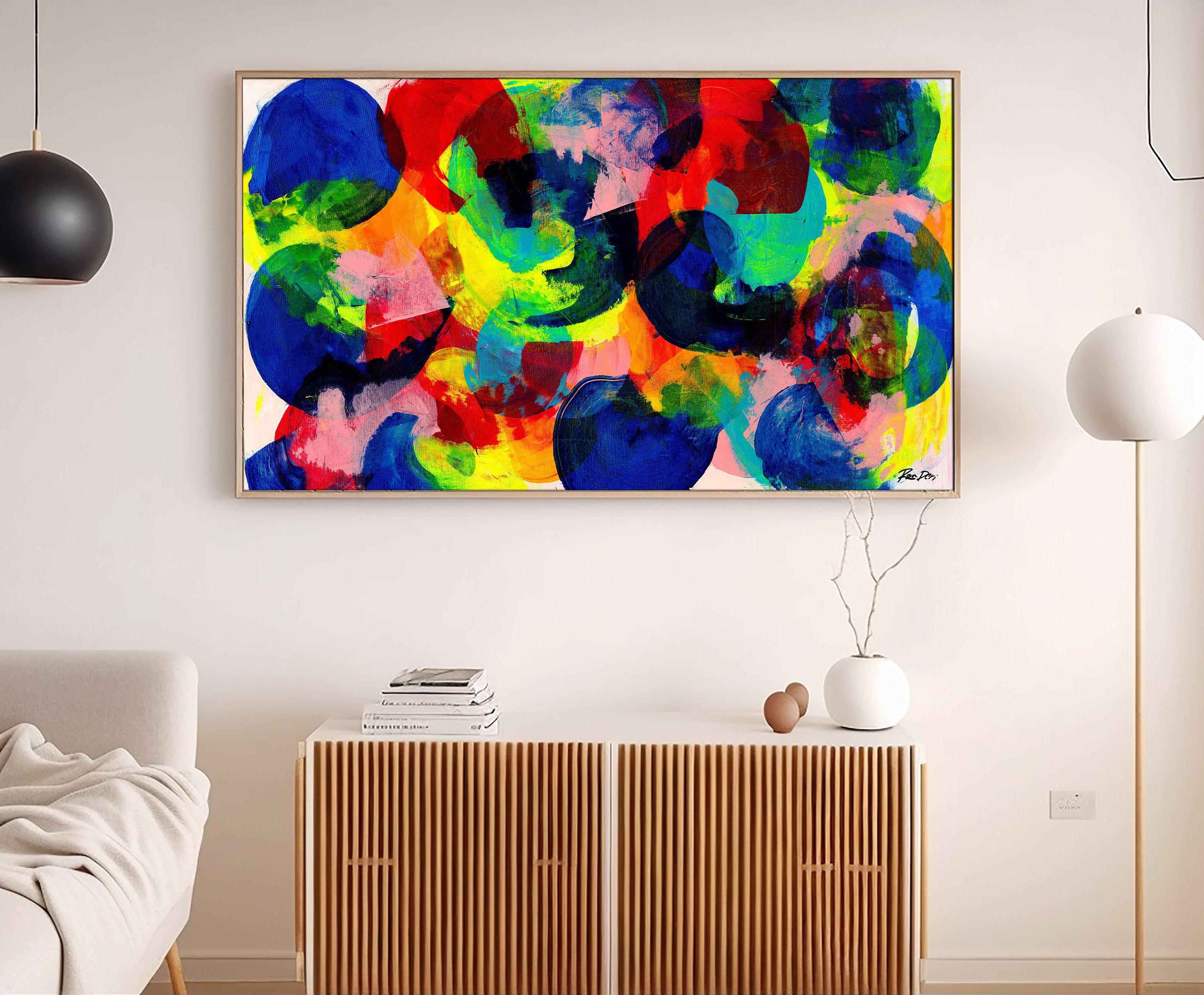 Wide Painting, Modern Art, Colorful Painting, Oversize Painting