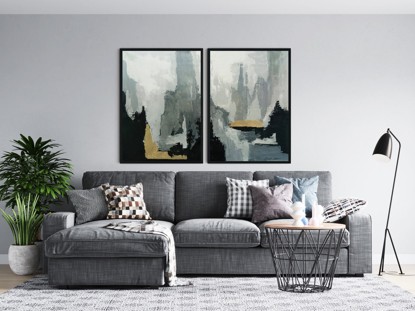 Set of 2 Paintings Acrylic Art on Canvas Oversized Paintings Etsy