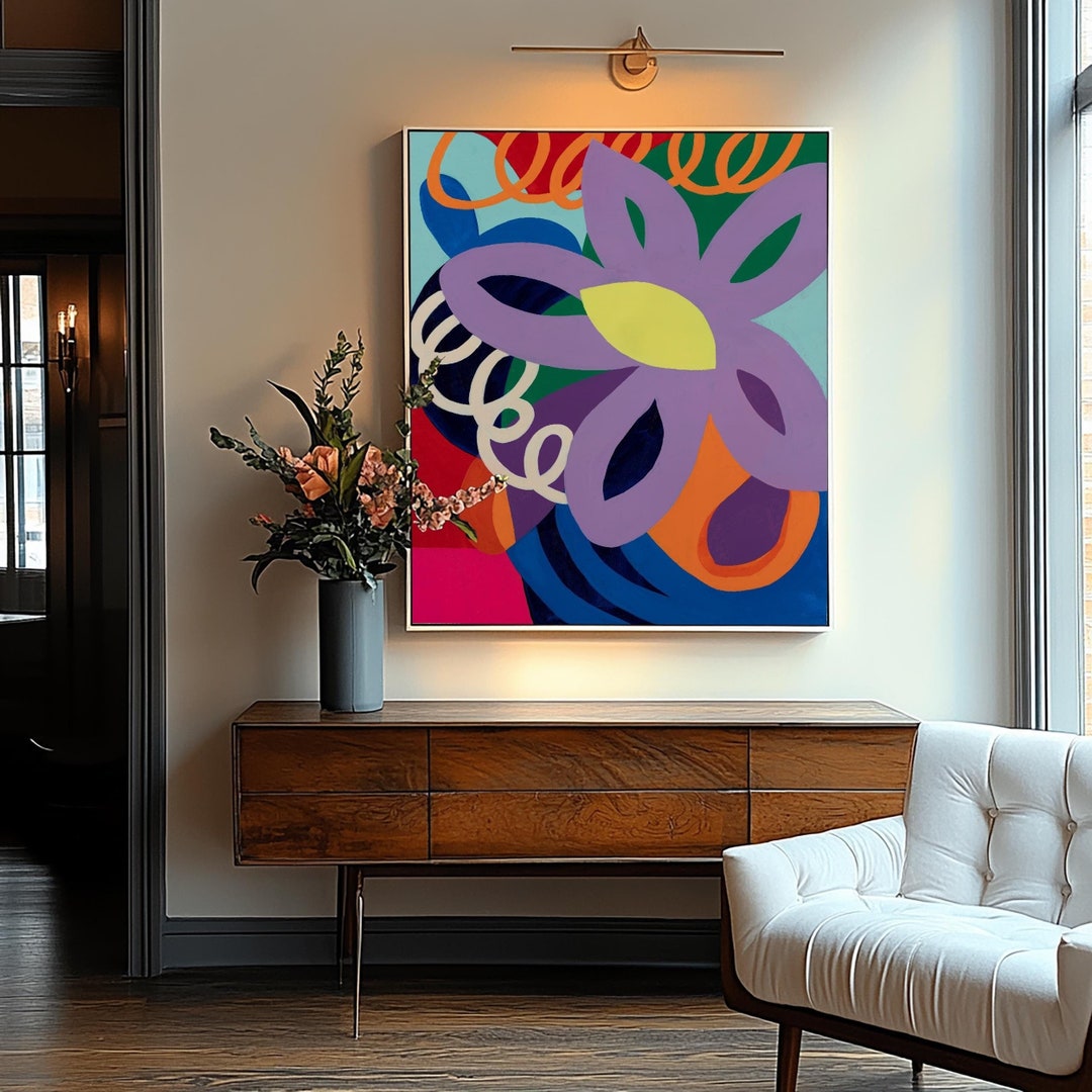 Abstract Flower Art Print – Bold Colorful Canvas Wall Art, Modern ...
