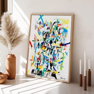 Abstract Painting Wall Art Paper, Large Modern Abstract, Living Room Wall Decor, White Painting, Contemporary Art Painting Decor