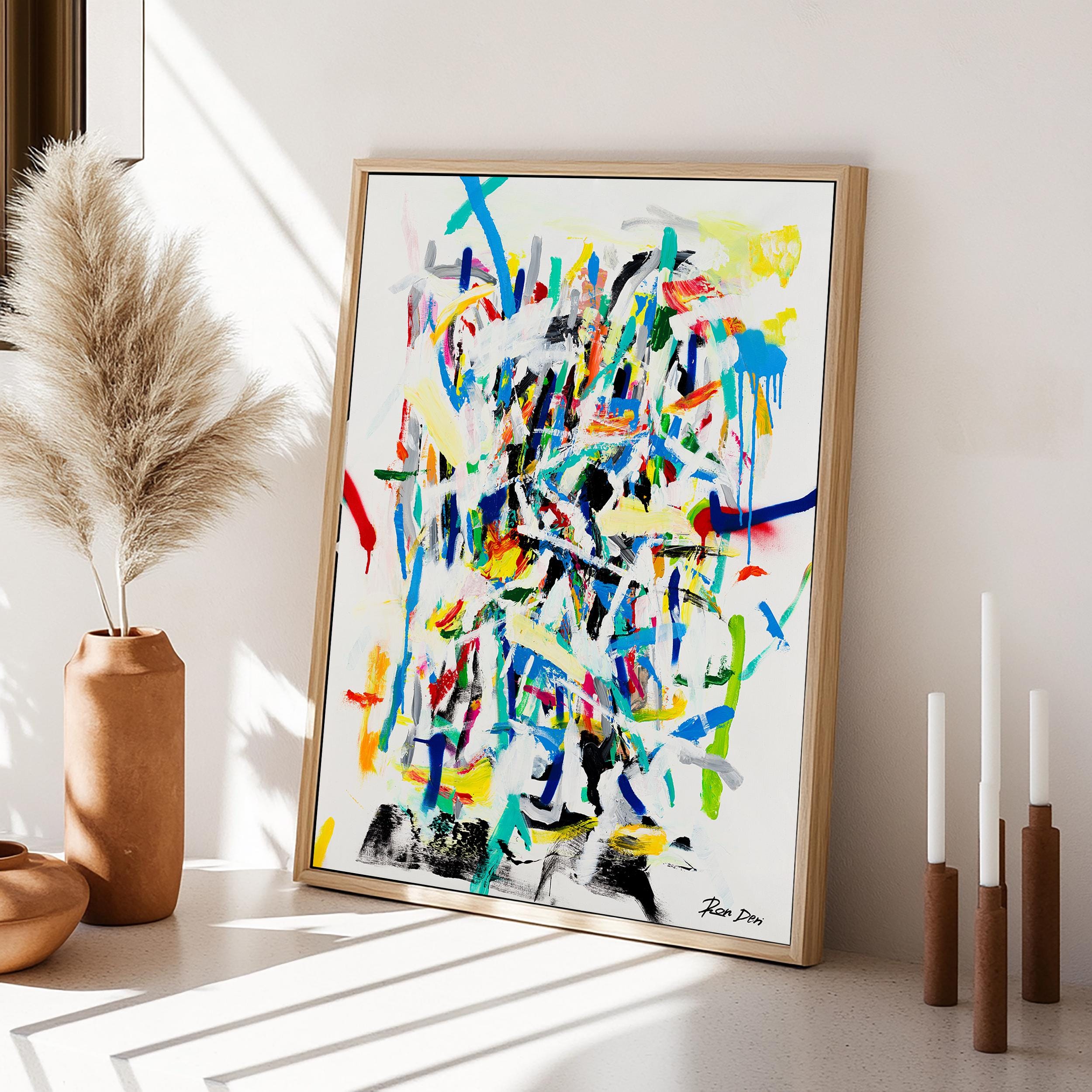 抽象画ウォールアートペーパー、大型モダン抽象画、リビングルームの壁