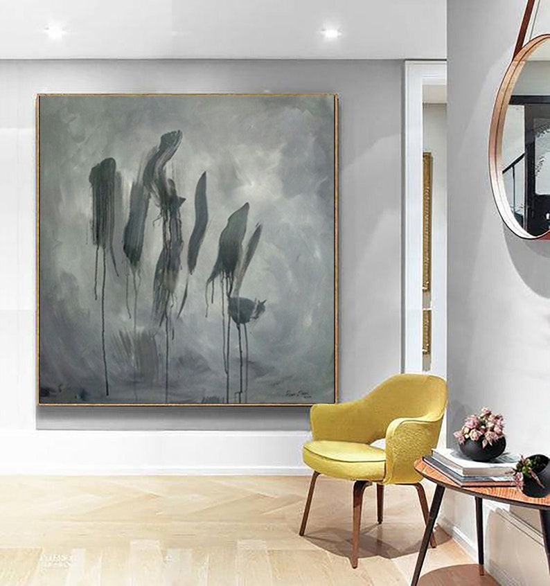 Gray Abstract Art Extra Large Abstract Painting Gray Art Etsy