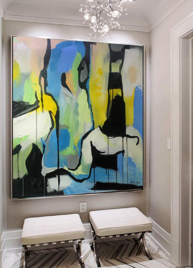 Modern Painting, Contemporary Art, Extra Large Wall Art, Acrylic on Canvas, Original Painting, Blue Painting, Green Painting, Canvas Art