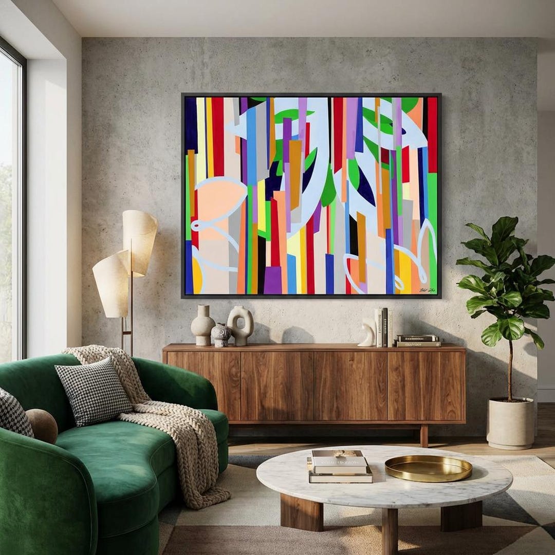 Geometric Abstract Canvas Art | Colorful Modern Wall Decor - Etsy
