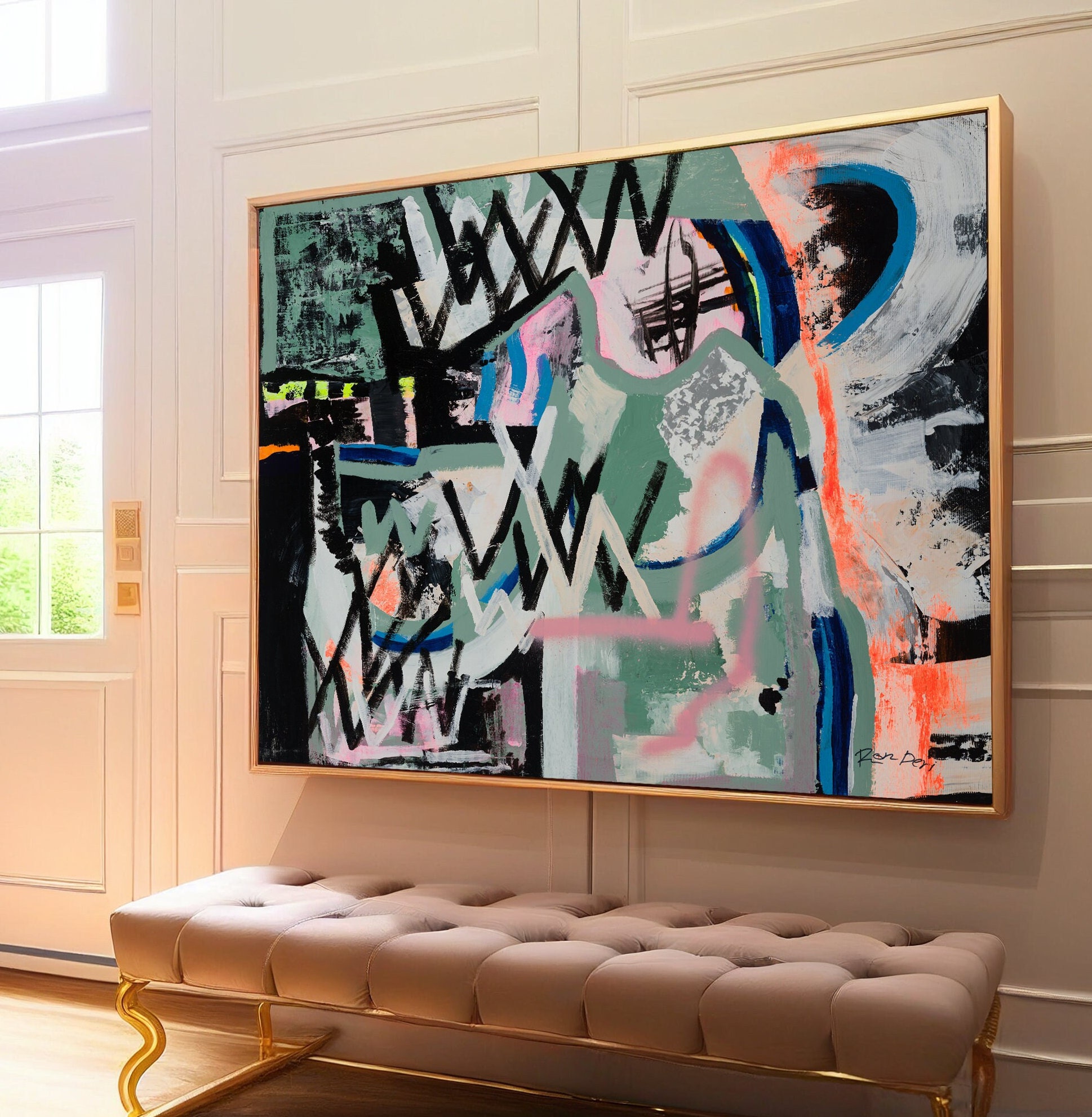 Canvas Abstract Art Printing Print Large Contemporary Art Abstract Painting Canvas Graffiti Art Large Abstract Painting Green Wall Art Decor