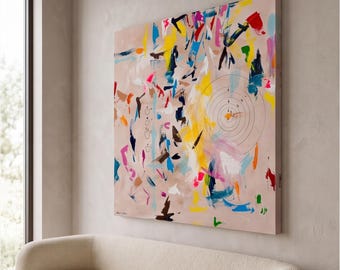 Kabbalah Colorful Abstract Canvas Print, Modern Expressionist Wall Art, Vibrant Painting, Eclectic Home Decor Wall Art, Vibrant Painting