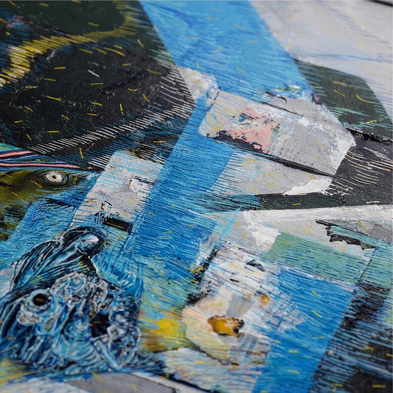 Abstract Canvas Painting: 'Conspiracy' Modern Art Print 1