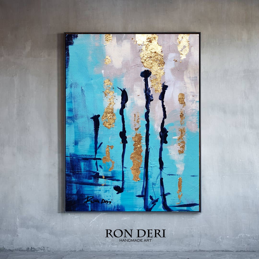 Extra Large Wall Art Blue Abstract Canvas Art Oversized Etsy