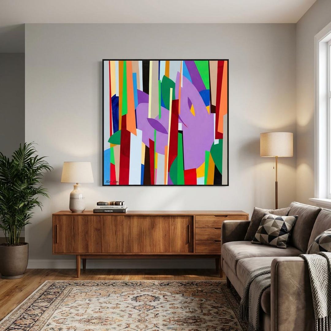 Large Abstract Canvas Wall Art Geometric Colorful Design for Modern ...