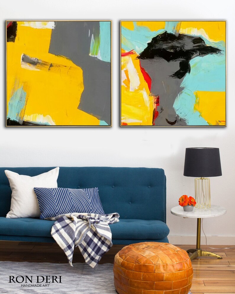 Set of 2 Paintings Acrylic Art on Canvas Oversized Paintings Etsy