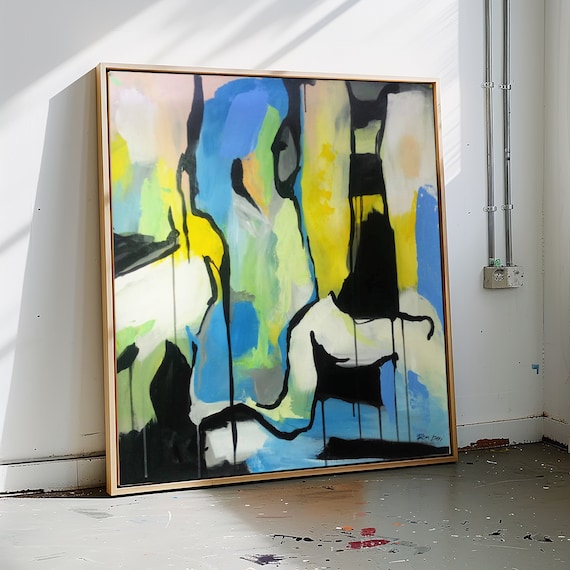 Modern Painting, Contemporary Art, Extra Large Wall Art, Acrylic on Canvas, Original Painting, Blue Painting, Green Painting, Canvas Art