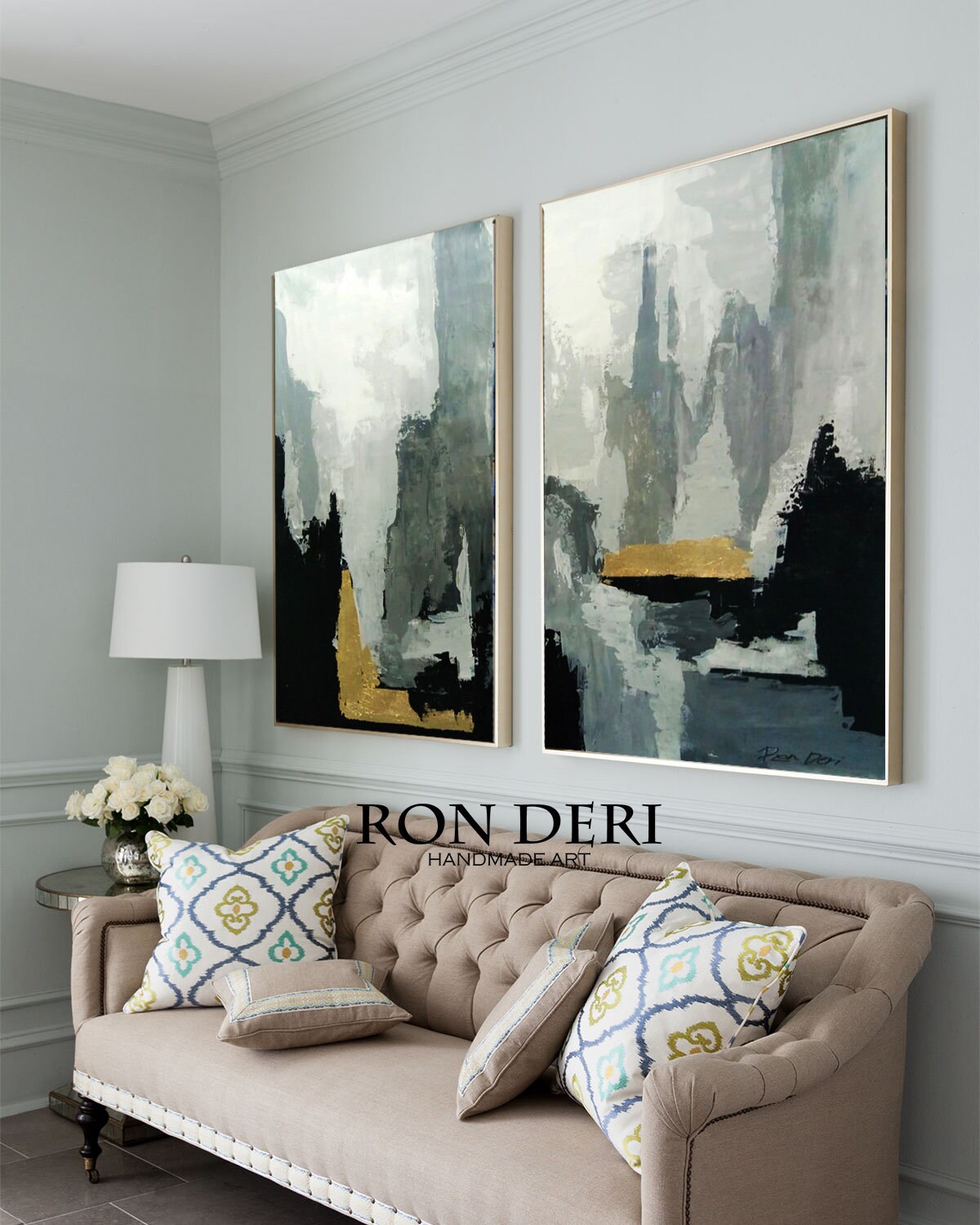 Set of 2 Paintings Acrylic Art on Canvas Oversized Paintings Etsy