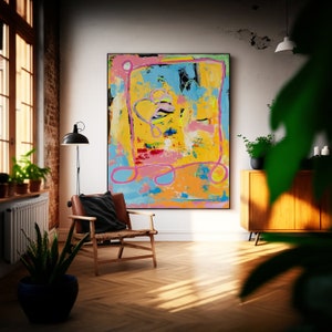 Large Vertical Abstract Art Print Orange and Blue Wall Art Decor Original Art Modern Home Decor Contemporary Art Fine Abstract Art Print