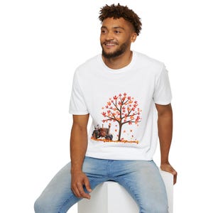 Fall Tractor Tree T-Shirt: Unisex Softstyle Tee