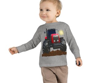 Big Red Tractor Toddler Shirt, Farm Toddler Tee, Little Farmer Long Sleeve Top, Kids Agriculture Shirt, Country Toddler Clothing