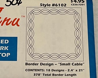 EZ Quilting Stitch-Thru Tear-Away Stencils Pattern Border Design Cable #6102