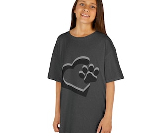 Heart Paw Print Kids T-Shirt | Pet Lover Tee, Paw Heart Design