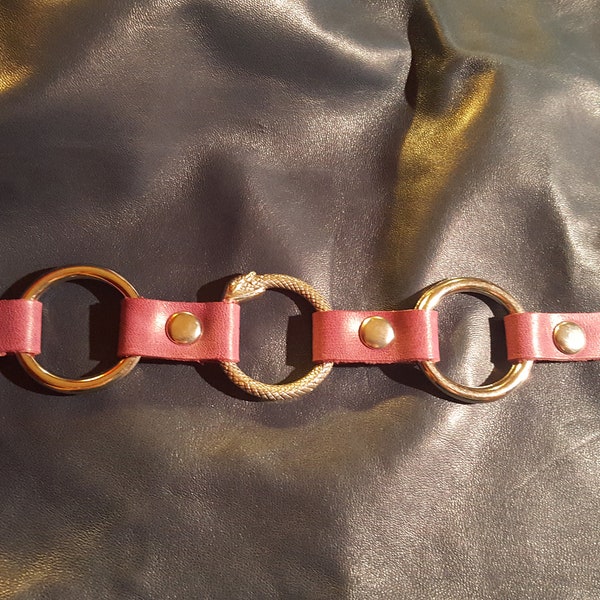 Ouroboros three ring leather bracelet