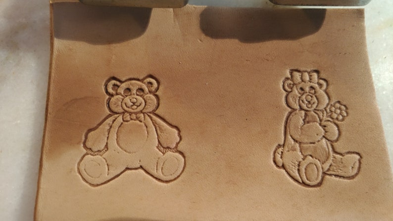 s Vintage 89/' Boy /& Girl Teddy Bear 1 Leather Stamp #8412 #8413