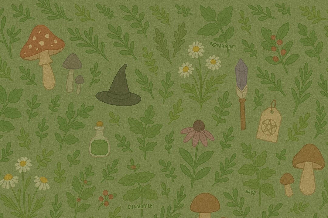 Witch Apothecary Desktop Wallpaper: Whimsical Magic (digital PNG Files ...
