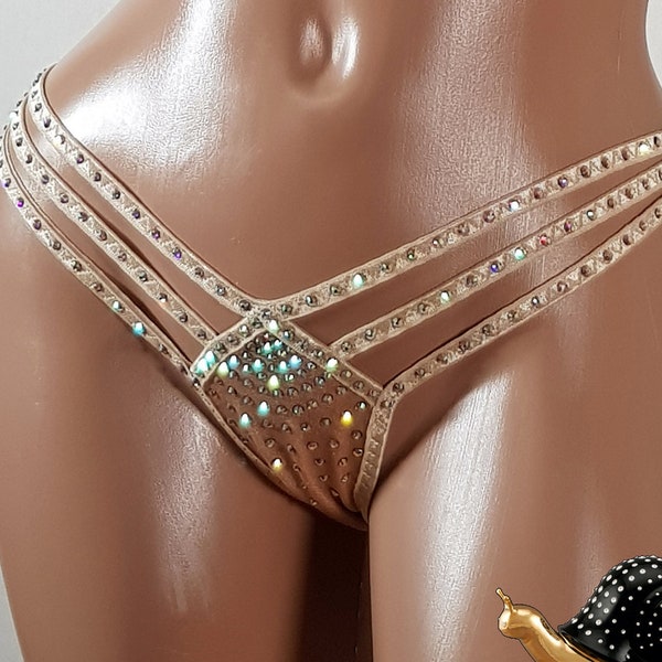 Rhinestone panties Micro Exotic dancewear Stripper outfits