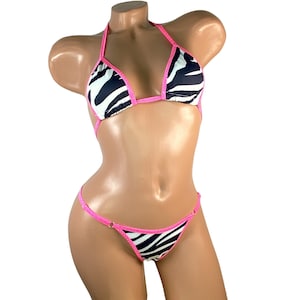 Swimsuit zebra bikini leopard Party bikini burlesque swimsuit dancer outfits festival costume Beach wear micro thong bikini Cheeky bottom