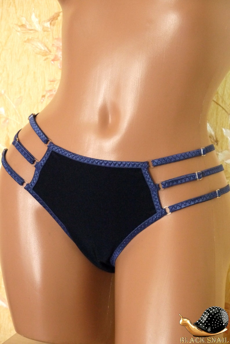 Lingerie handmade dark blue panties Sexy women lingerie Beach panties for a gift lingerie sexy strappy panties stripper outfits rave wear 