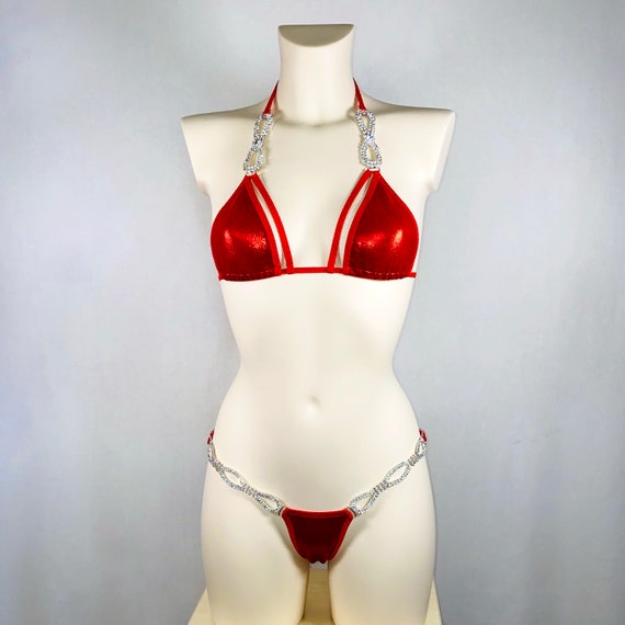 Bikini Connector Micro Fitness Bikini Thong Red Competition Suits Burlesque Swimsuit Etsy UK