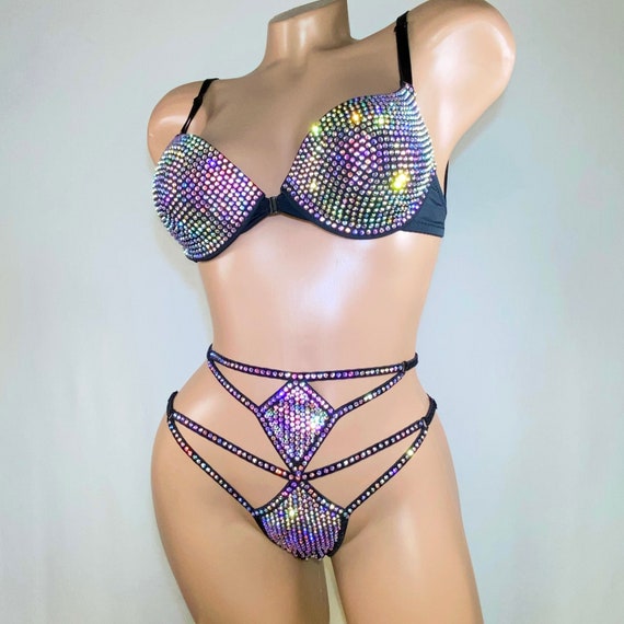 Bring The Sparkle Heat Stone Bralette And Panty Set