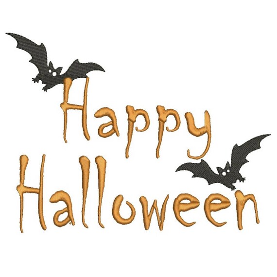 Happy Halloween bat Embroidery Machine Design digital instant download pattern hoop pes file Il_570xn