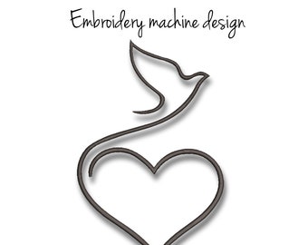 Machine Broderie Design colombe pigeon coeur conçoit machine numérique téléchargement instantané motif dans le fichier cerceau t-shirt symboles